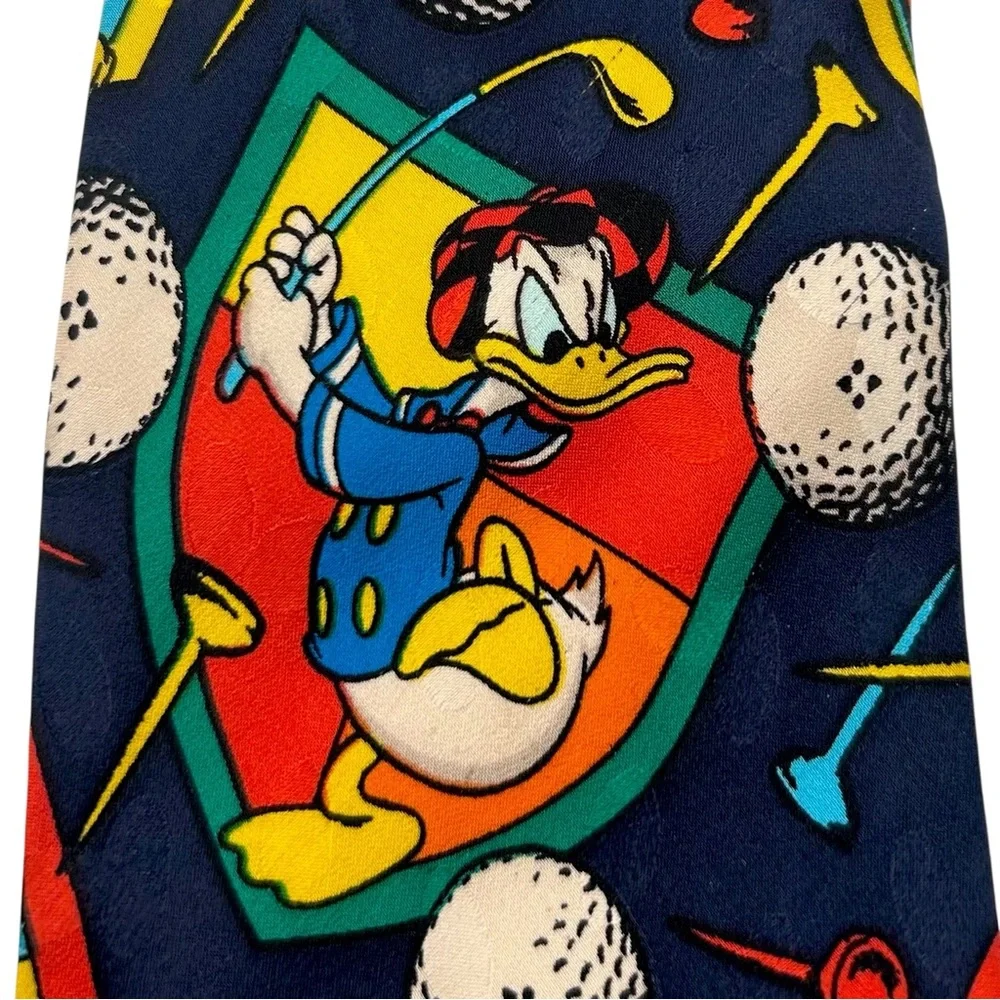 Vintage Disney Tie Mickey Mouse Golf Silk Novelty Retro 90s Preppy Country Club